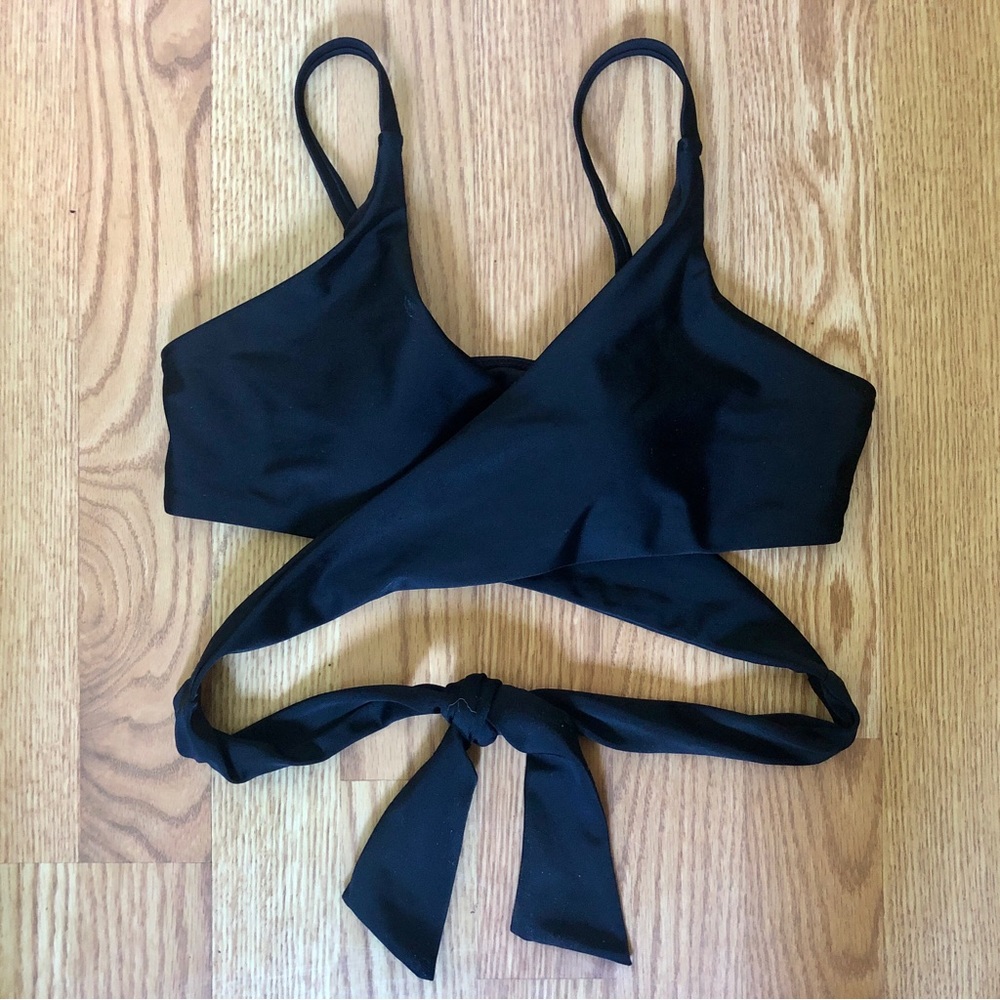 Charmo | Black wrap bikini top with UPF 50+